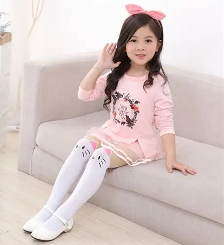 儿童连裤袜春秋夏薄款女童假高筒打底裤袜宝宝拼接小女孩长丝袜子