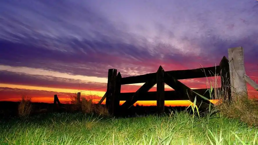 栅栏,草地,云层,天空,黄昏 壁纸 - 1920x1080 全高清