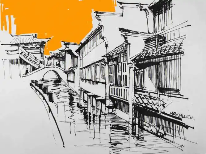 江南水乡  #江南  #画画  #画画的日常  #零基础学画画  #钢笔速写