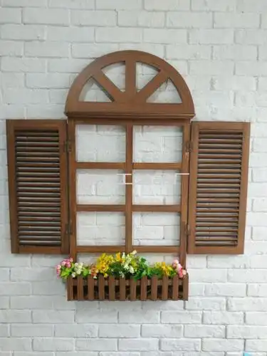 欧式假窗复古做旧田园装饰木质假窗户地中海创意墙饰壁挂颜色定做