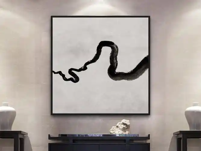 极简中式水墨装饰画黄河抽象禅意中式山水画