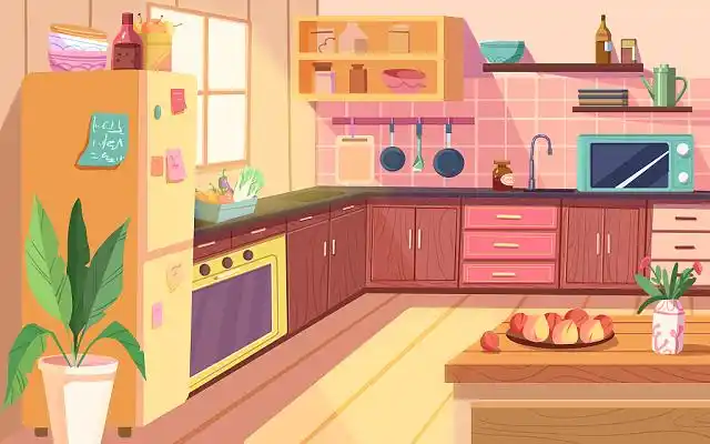 室内场景卡通厨房插画jpg素材