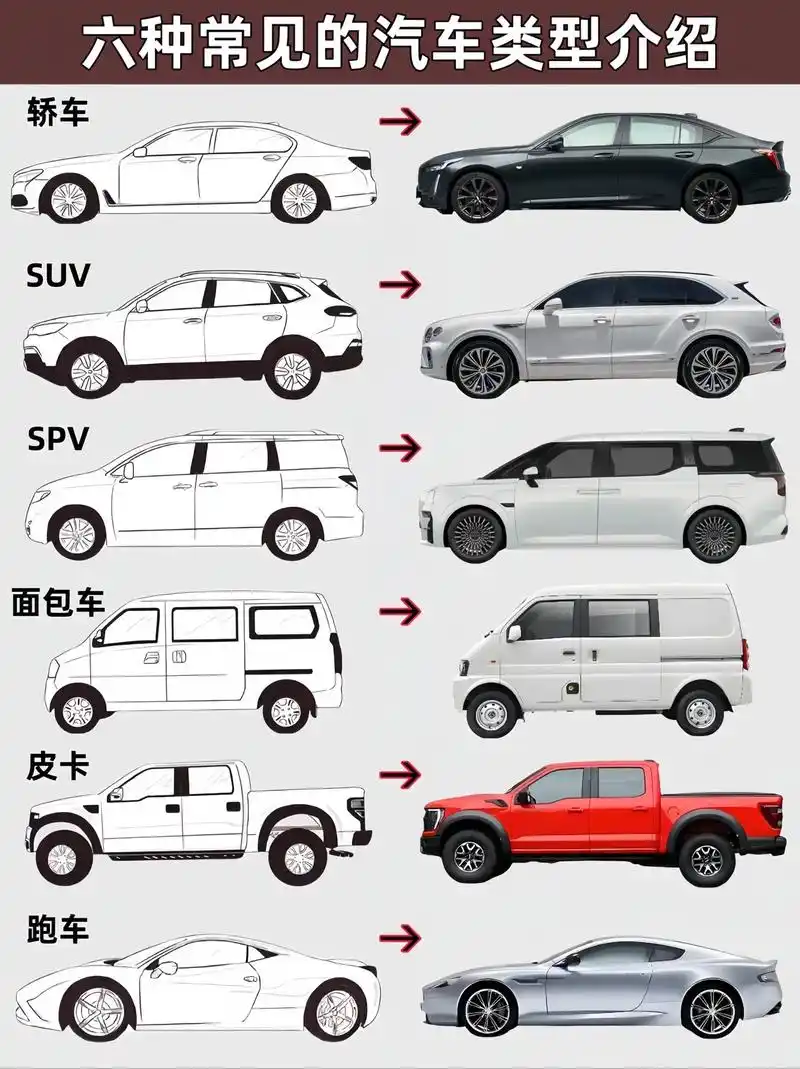 盘点六种常见的汽车类型,除了这些,你还知道有哪些?#汽车知识 - 抖音