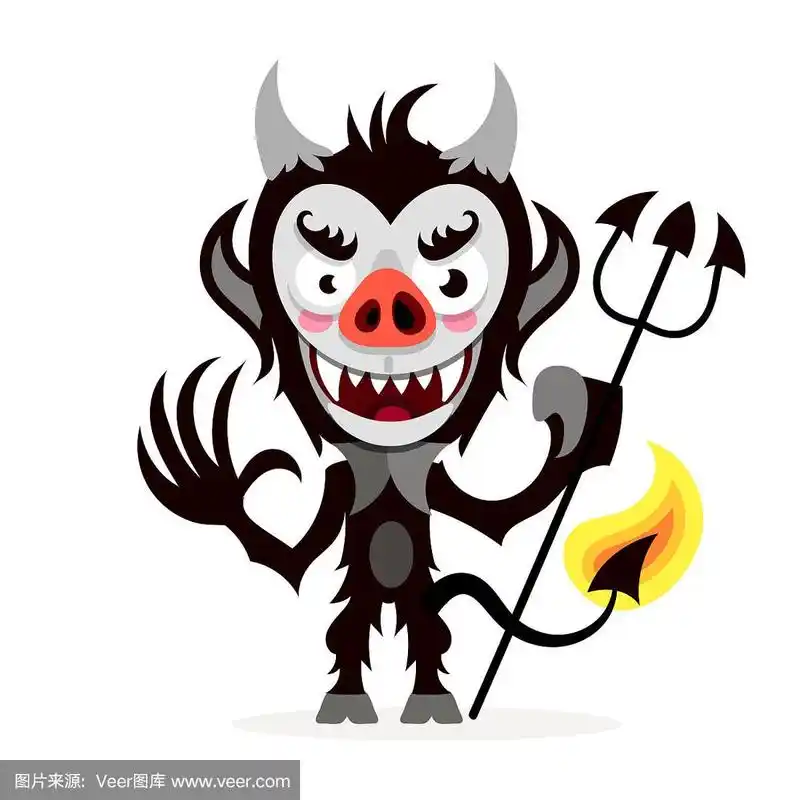 可爱的卡通小恶魔,有趣的情感怪物.万圣节的插图