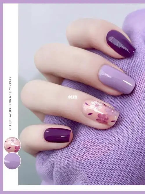 蓝紫色气质美甲早春温柔系美甲