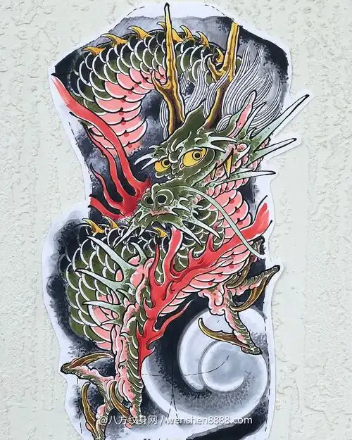 梧州婚礼策划师诸先生的传统满背神龙纹身图案手稿欣赏