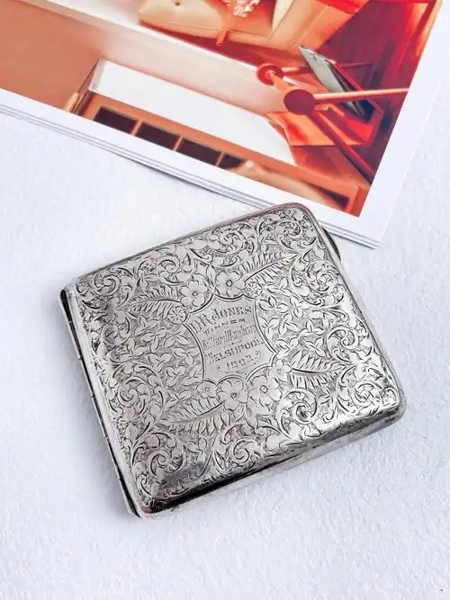 英国伯明翰925纯银鎏金烟盒