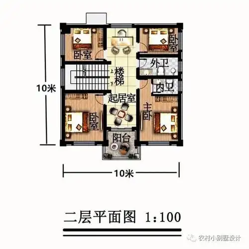20套10x10米新款农村别墅,占地小功能挺全,小户型也迎来了春天