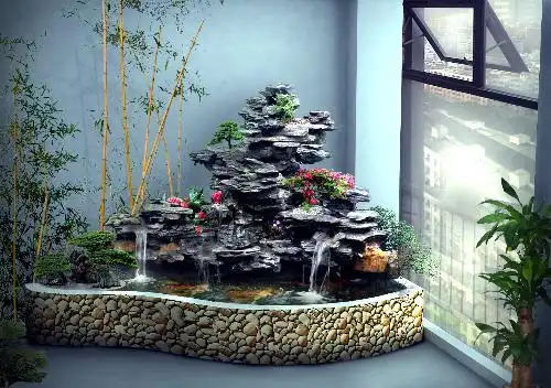 室内英石假山 鹅卵石水池 过滤池报价