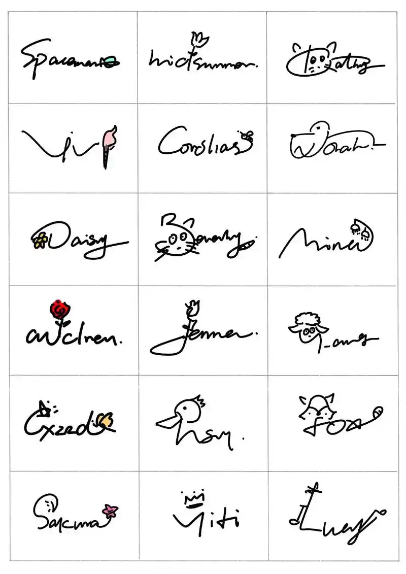 手绘卡通可爱签名设计英文签名字体logo.非常感谢大家的支持 - 抖音