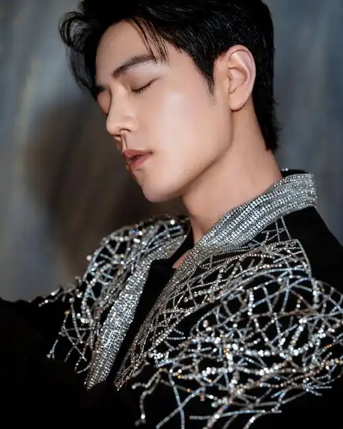 肖战璀璨星辰西装造型##肖战银丝黑色外套