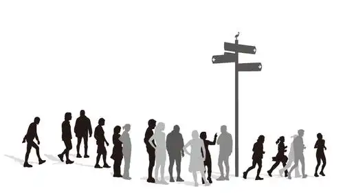 指路牌下的行人剪影矢量素材