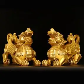 铜貔貅摆件全铜霸王貔貅家居客厅玄关大号公母雌雄貔貅吸金兽一对