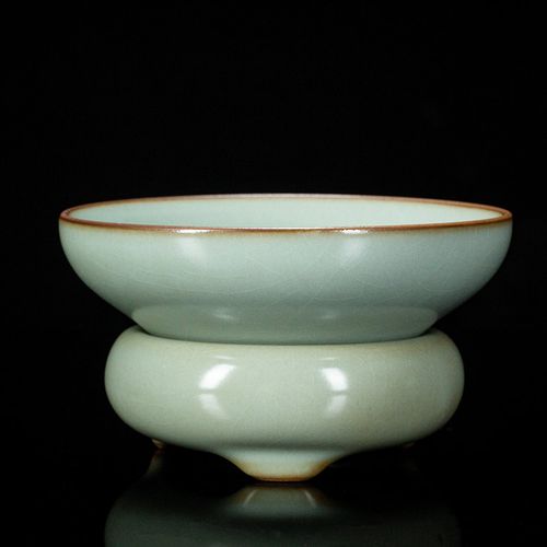 圣炎/粉青汝窑茶漏手工汝瓷茶虑陶瓷过滤功夫茶具配件蝉翼纹