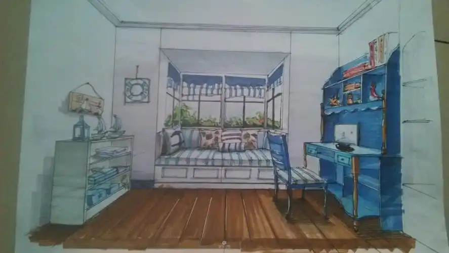 地中海卧室_手绘表现_室内设计联盟 - powered by discuz!