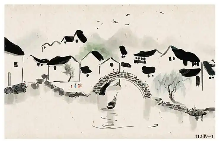 水墨画  江南水乡国画《江南水乡》最美江南水乡国画水墨画 四尺山水