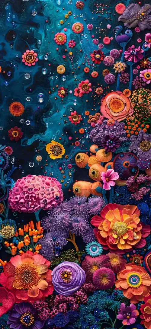 ai绘画#油画风花海壁纸 创意 花朵 15pm尺寸#高清壁纸图片