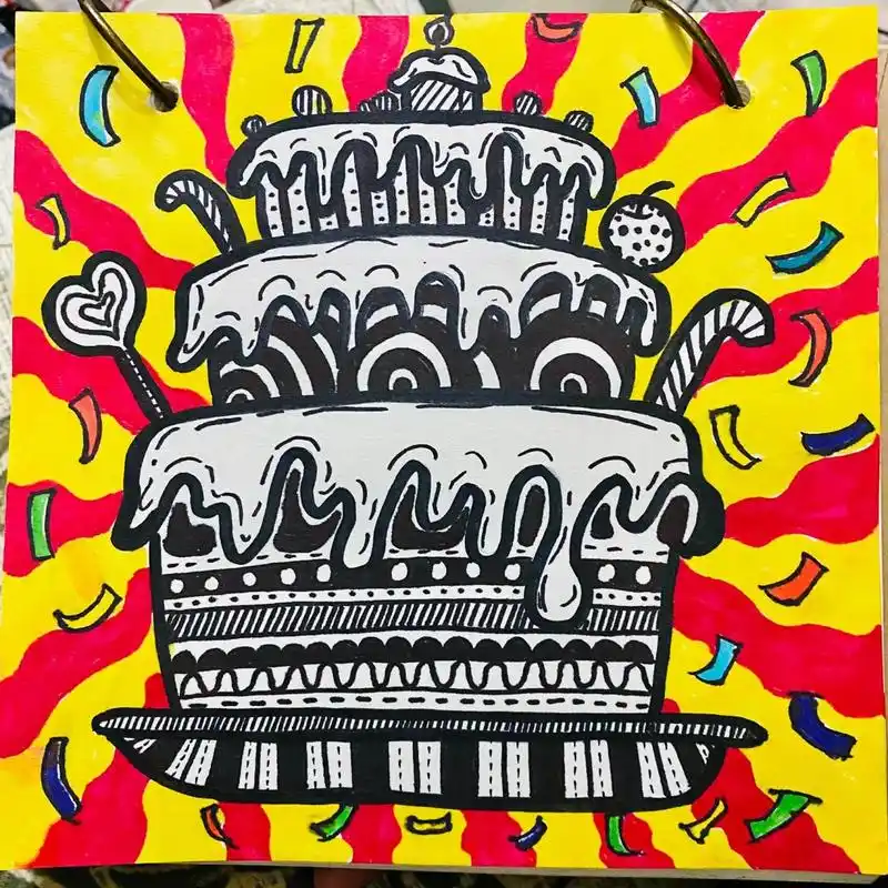 《线描—蛋糕》 96适合6–7岁小朋友的创意线描