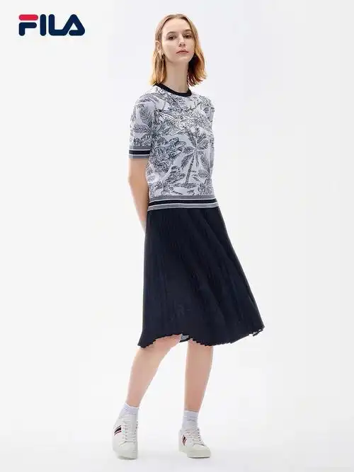 fila 斐乐女子短袖编织衫2022夏季新款休闲时尚宽松短袖女装