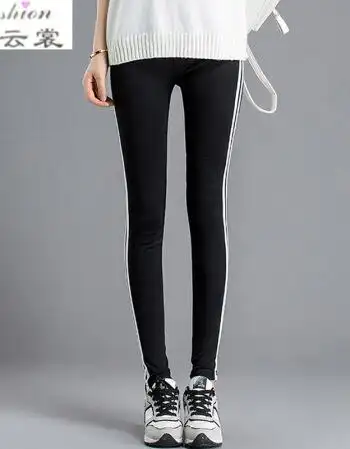 打底裤2018新款春夏装高中学生休闲运动小脚裤韩版修身长裤潮 黑色 s
