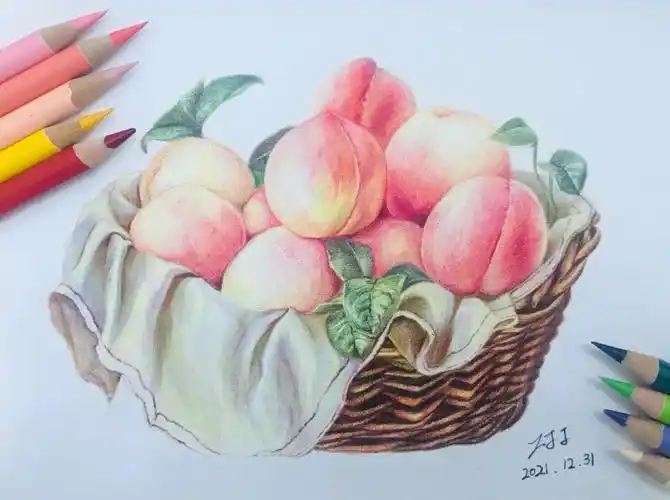 彩铅桃子真新鲜o