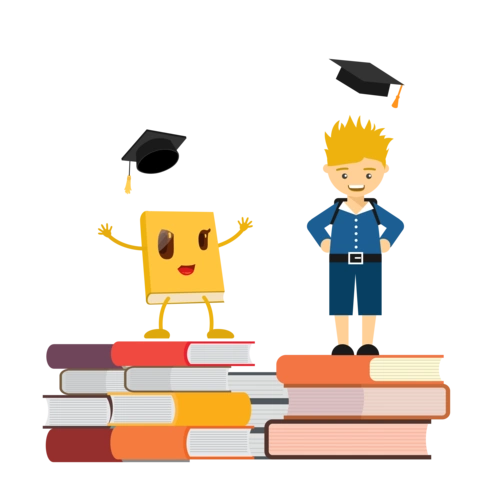 校园毕业季学士服卡通学生图案