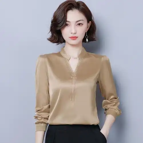 真丝小衫女高档上衣女款2020年新款洋气桑丝亮面其它元器件