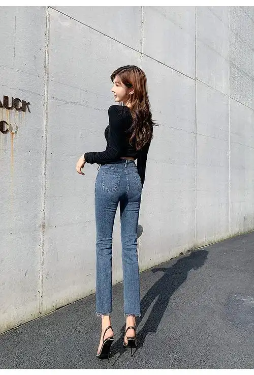 模特玲玲 牛仔裤拍摄 直筒牛仔裤拍摄 阔腿裤子摄影