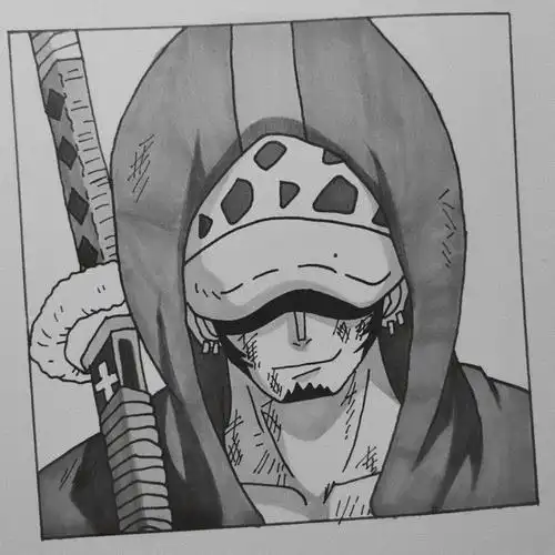 黑白手绘海贼王罗