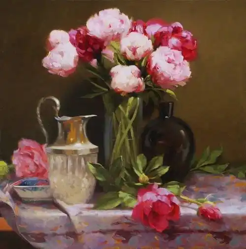 优雅传统的静物花卉油画好看极了