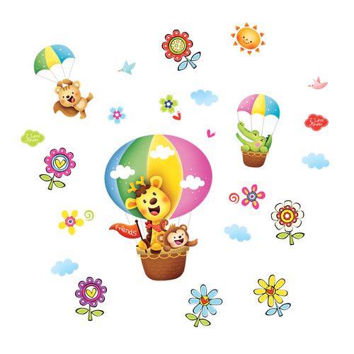 幼儿园动物贴画墙贴装饰宝宝儿童房自粘卡通图片墙上可爱早教贴纸