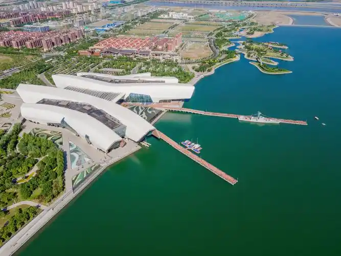 航拍天津滨海新区国家海洋博物馆