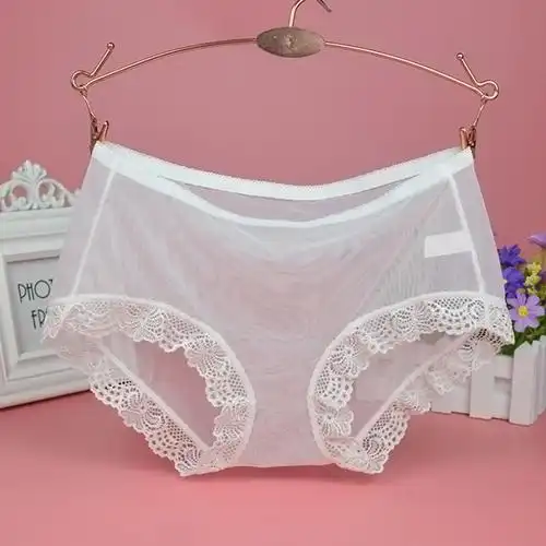 3条装透明内裤女全透超薄无痕冰丝性感蕾丝网纱透视女性透气