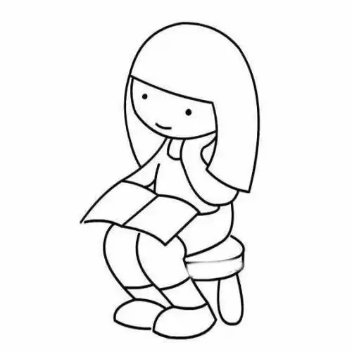 坐着的小女孩简笔画看书
