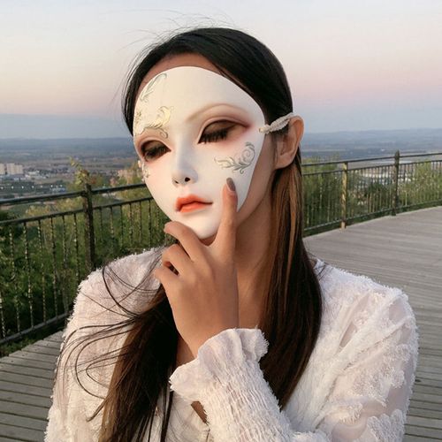 汉服古风面具全脸男女快手网红配饰魂作物手绘化妆舞会面具 虞美人