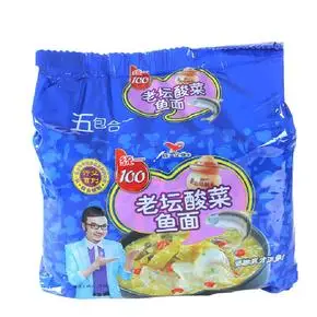 统一100老坛酸菜鱼面袋装5连包方便面118g*1袋
