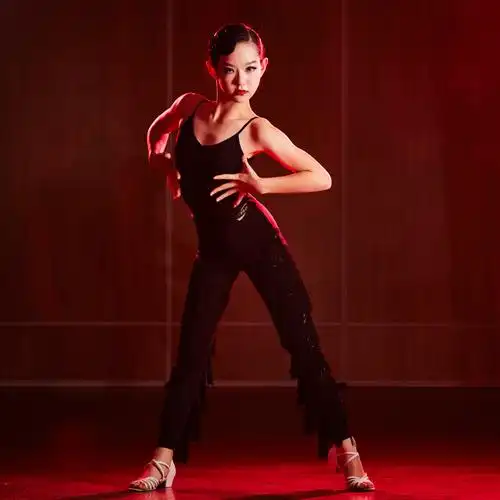 清朗新款高腰拉丁舞裤摩登舞国标舞裤子女长裤阔腿长裤跳舞裤