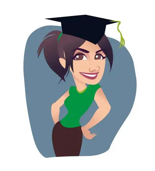 西方人,一个人,无人,站,笑,微笑,露齿笑,竖图,插画,室内,白天,正面