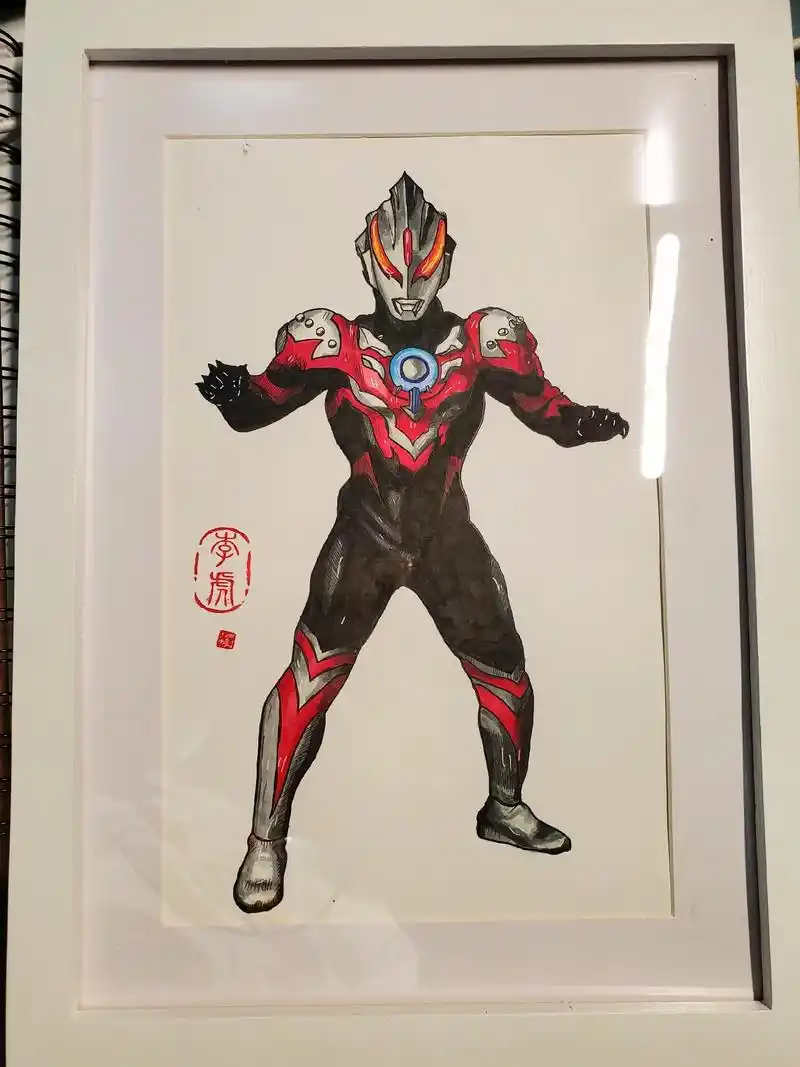 绘画 #马克笔上色 #漫画 #随手画 欧布奥特曼暗耀形态# - 抖音