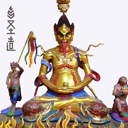 鬼王新品木雕面然大士佛像摆件焰口实木供奉木雕