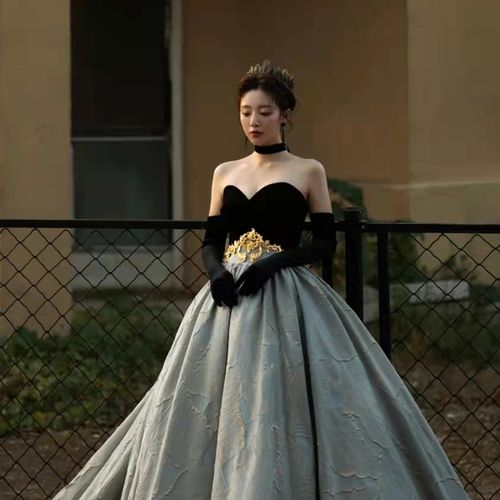 鞠婧祎同款黑色婚纱手套复古优雅高端演出晚礼服婚纱手套