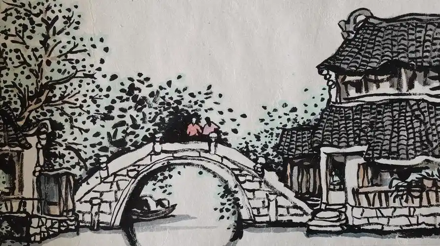 国画色回望江南·水乡乌镇刘玉山作2014年8月总长800x高45cm写生长卷