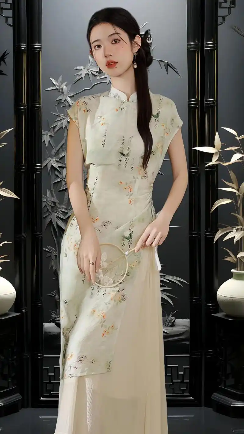 新中式国风文艺范旗袍两件套来咯~结合了中式元素和现代时尚