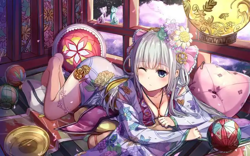 唯美治愈二次元短裙美女桌面壁纸