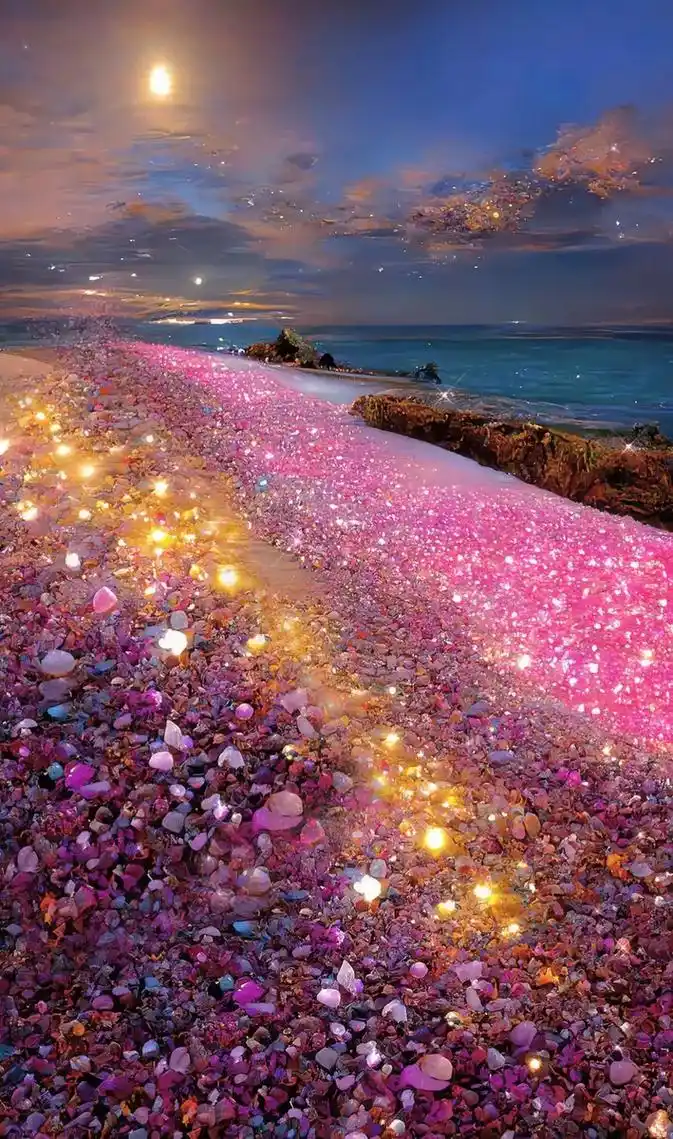 美丽梦幻的壁纸海边彩色的鹅卵石,水晶般的感觉,美丽梦幻的手 - 抖音