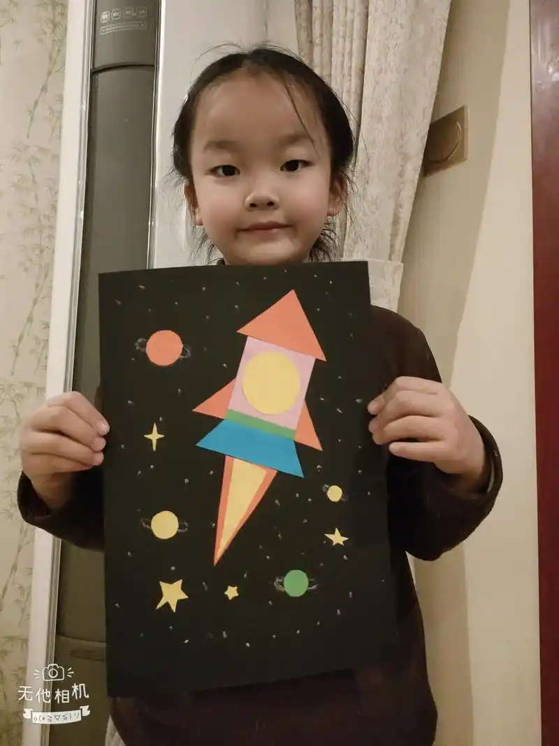 几何图形拼图创意画#一年级数学 #加油少年 - 抖音