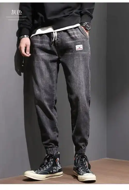 韩版潮流复古休闲哈伦裤子百搭帅气男士男生显高显瘦男式318灰色5xl