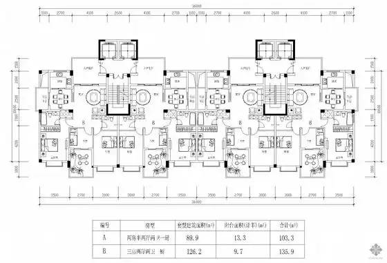 板式高层一梯两户户型图(103/103)