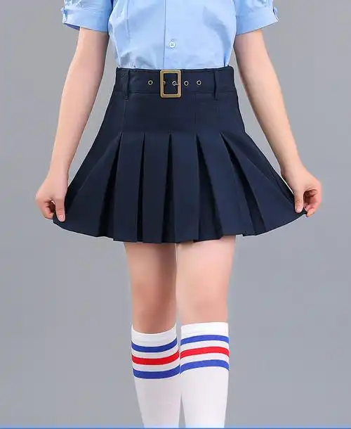 伊顿纪德校服夏季学生半身百折褶裙卡其藏青深蓝色a型裙幼儿园小学生