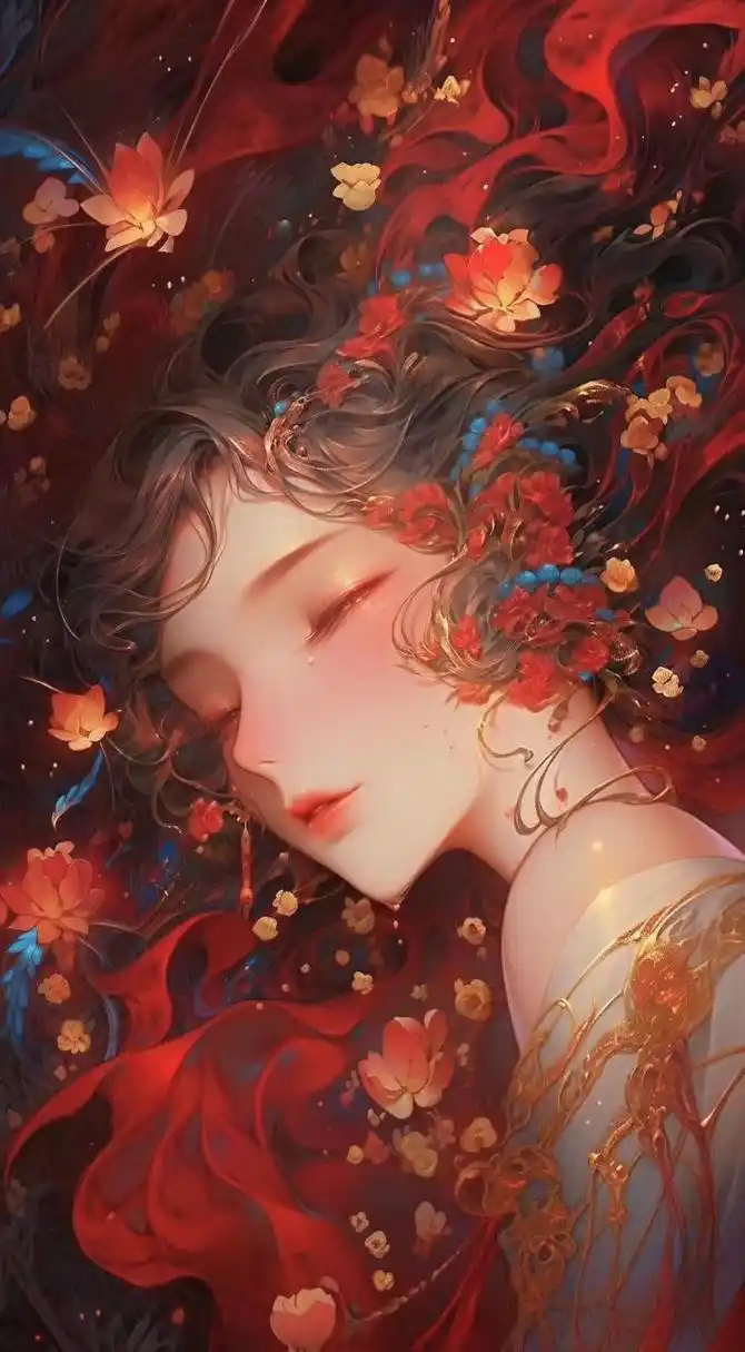 一组超级惊艳的红色系古风壁纸,"后来谁家喜宴重逢,佳人在侧,烛影摇红